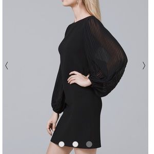 WHBM black dress with chiffon pleated sleeves